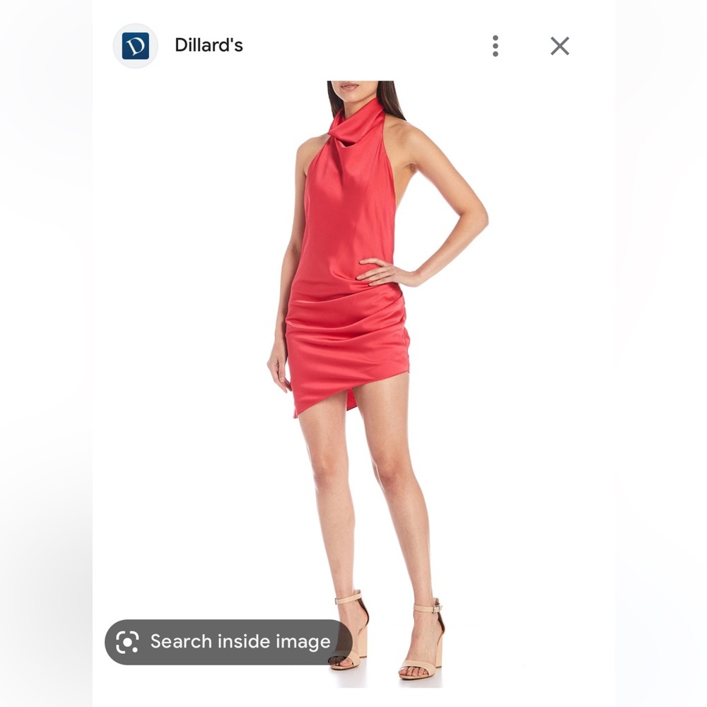 Coral Pink cowl neck backless dress.